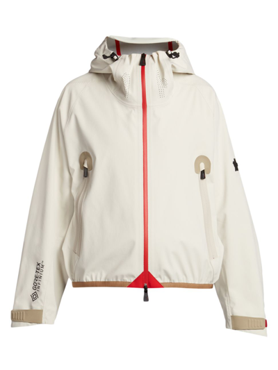 Shop Moncler Women's Grenoble Vizille Hooded Zip Jacket In Cream