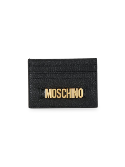 Shop Moschino Women's Leather Card Case In Black