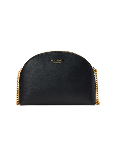 Shop Kate Spade Women's Morgan Saffiano Leather Double Zip Dome Crossbody Bag In Black