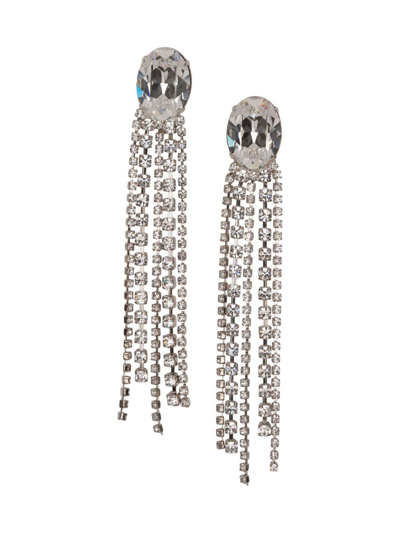 Shop Jennifer Behr Women's Blake Rhodium-plated & Crystal Fringe Earrings In Silver