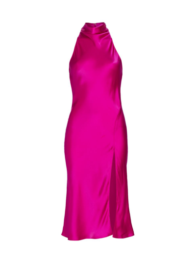 Shop Amanda Uprichard Women's Stanford Silk Cowl-neck Midi-dress In Dark Hot Pink