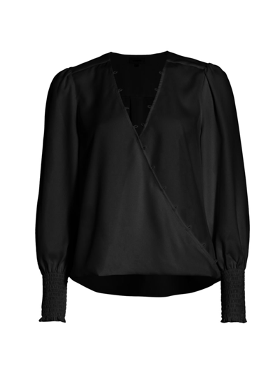 Shop L Agence Women's Enzo Surplice Blouse In Black