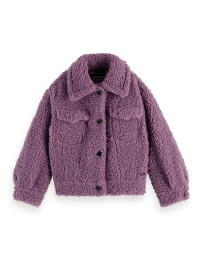 Shop Scotch & Soda Little Girl's & Girl's Boxy-fit Teddy Trucker Jacket In Lavender