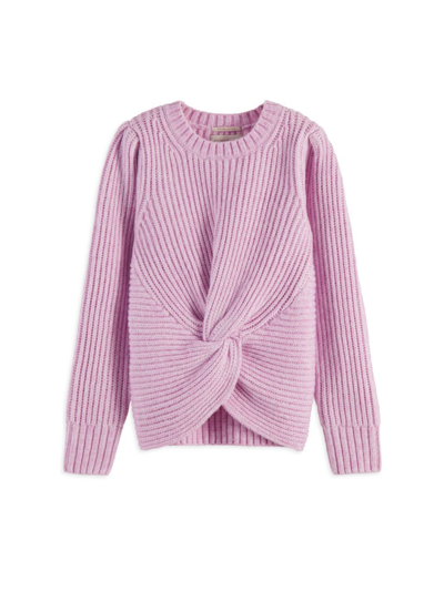 Shop Scotch & Soda Little Girl's & Girl's Knotted Relaxed-fit Sweater In Pink