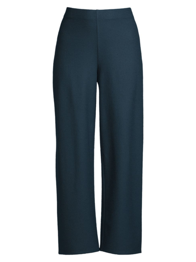 Shop Eileen Fisher Women's High-waisted Wide-leg Ankle Pants In Deep Adriatic