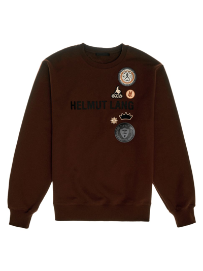 Shop Helmut Lang Men's Societas Crewneck Sweatshirt In Chocolate