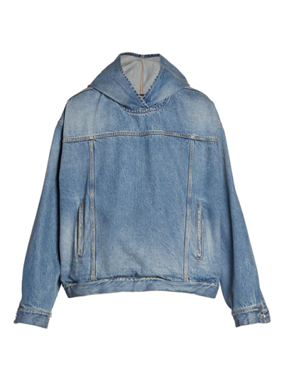 Shop Balenciaga Men's Denim Pullover Jacket In True Blue