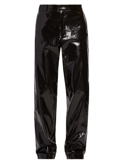Shop Balenciaga Men's Crinkled Vinyl Pants In Black