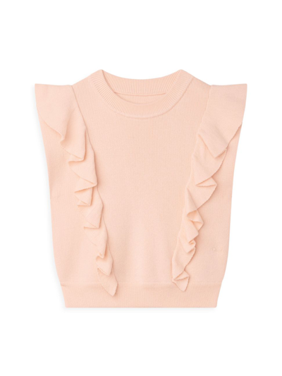 Shop Chloé Little Girl's & Girl's Ruffle-trim Sweater Vest In Pink