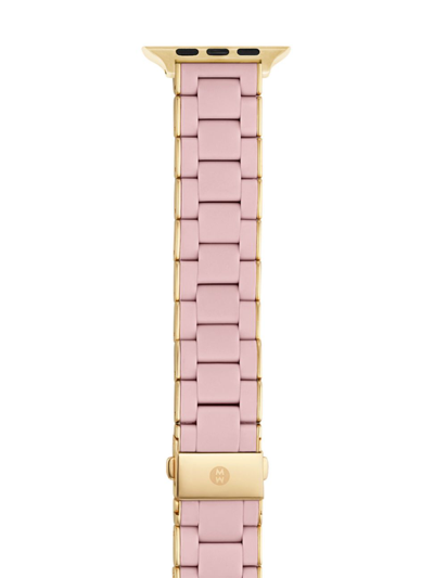 Shop Michele Women's Goldtone Stainless Steel & Silicone Tri-link Apple Watch Bracelet/38/40/41 & 42/44/45/49mm In Pink