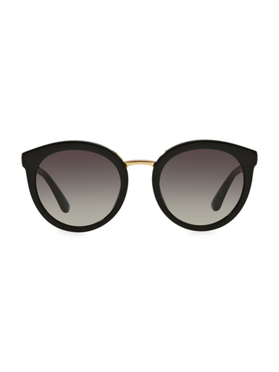Shop Dolce & Gabbana Women's 52mm Round Sunglasses In Black