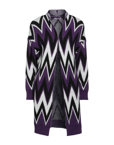 Shop Biancoghiaccio Woman Cardigan Purple Size 2 Acrylic, Wool, Viscose, Alpaca Wool