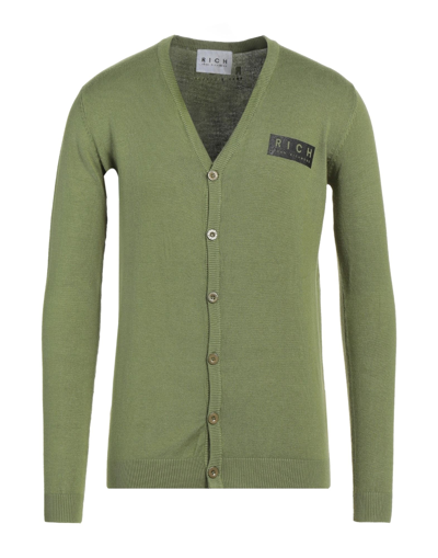 Shop Rich Man Cardigan Military Green Size S Viscose, Nylon