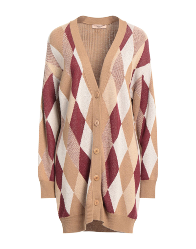 Shop Twinset Woman Cardigan Camel Size Xs Polyamide, Viscose, Wool, Cashmere In Beige