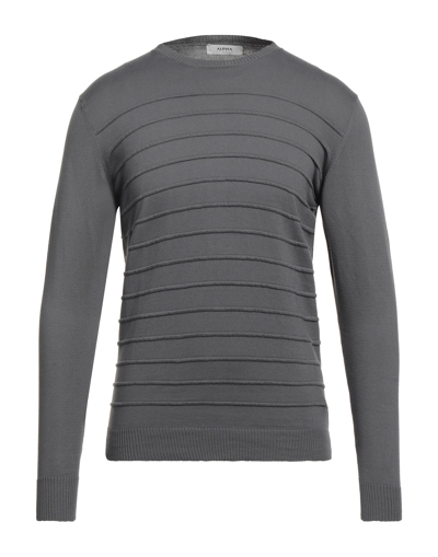 Shop Alpha Studio Man Sweater Grey Size 40 Cotton