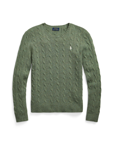 Shop Polo Ralph Lauren Woman Sweater Military Green Size Xl Wool, Cashmere
