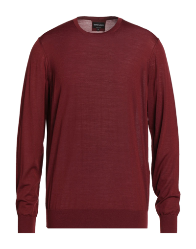 Shop Giorgio Armani Man Sweater Brick Red Size 40 Virgin Wool