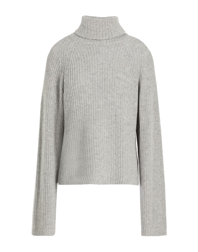 Shop 8 By Yoox Ribbed Knit Cropped Roll-neck Woman Turtleneck Grey Size L Lyocell, Recycled Polyamide, Re