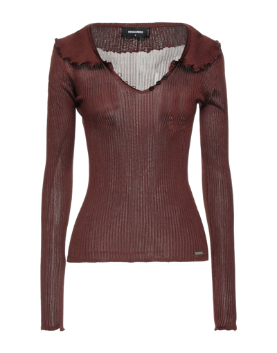 Shop Dsquared2 Woman Sweater Brown Size L Silk
