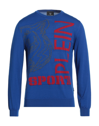 Shop Plein Sport Man Sweater Blue Size Xl Merino Wool