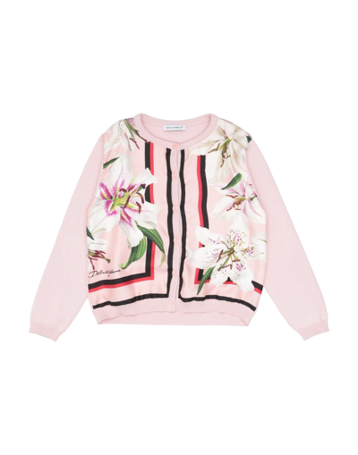 Shop Dolce & Gabbana Toddler Girl Cardigan Light Pink Size 4 Silk, Cotton
