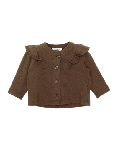 Shop Aletta Newborn Girl Cardigan Khaki Size 3 Cotton, Acrylic, Elastane, Viscose, Polyamide In Beige