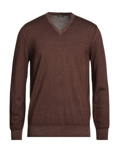 Shop Ferrante Man Sweater Cocoa Size 46 Merino Wool In Brown