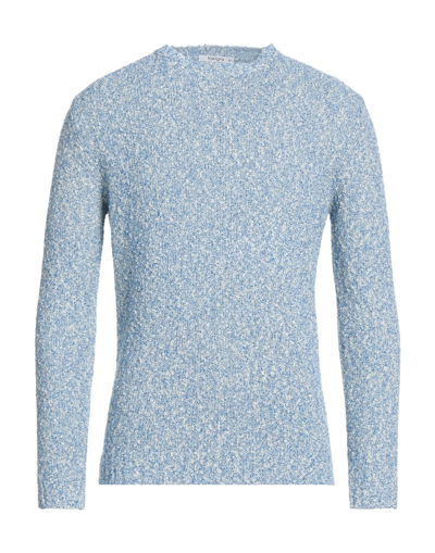 Shop Kangra Cashmere Kangra Man Sweater Azure Size 42 Cotton, Viscose, Polyamide In Blue