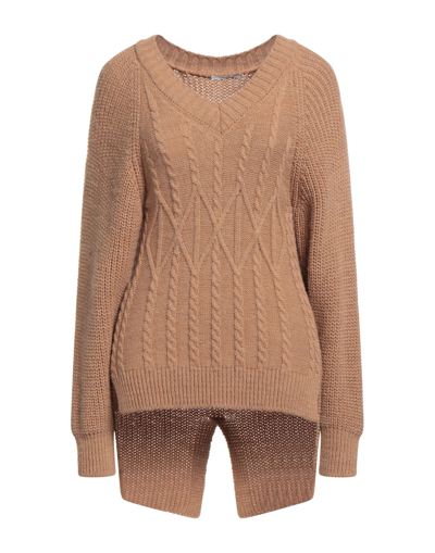 Shop Biancoghiaccio Woman Sweater Camel Size 2 Acrylic, Wool, Viscose, Alpaca Wool In Beige