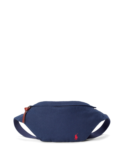 Shop Polo Ralph Lauren Canvas Waist Pack Man Belt Bag Midnight Blue Size - Cotton In Dark Blue
