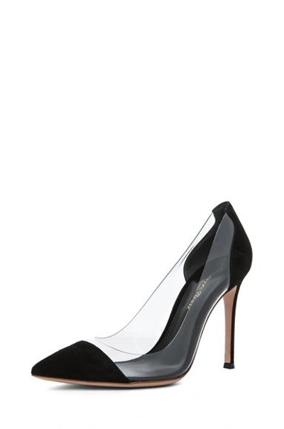 Shop Gianvito Rossi Suede & Plexy Pumps In Black