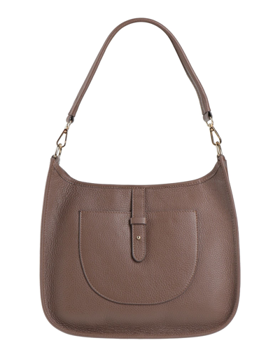 Shop Ab Asia Bellucci Woman Shoulder Bag Khaki Size - Calfskin In Beige