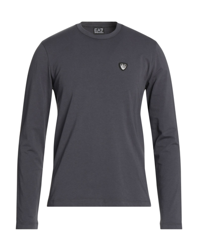 Shop Ea7 Man T-shirt Steel Grey Size Xs Cotton, Elastane