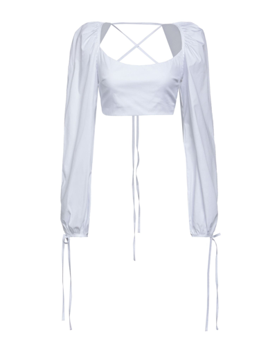 Shop Ow Collection Woman Top White Size Xl Cotton, Polyamide, Elastane