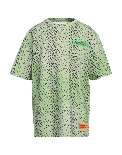 Shop Heron Preston Man T-shirt Light Green Size M Cotton, Polyester