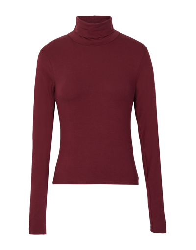 Shop 8 By Yoox Viscose Roll-neck L/sleeve Top Woman T-shirt Burgundy Size Xl Viscose, Elastane In Red