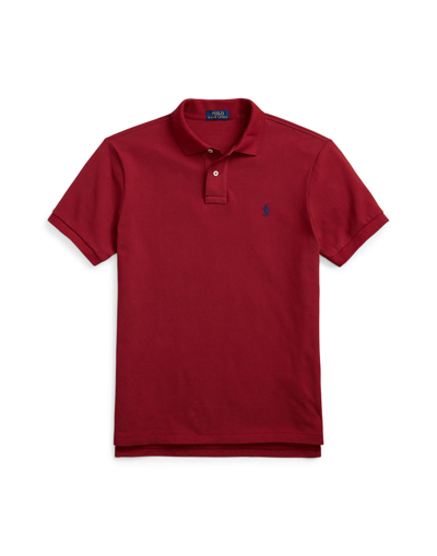 Shop Polo Ralph Lauren Custom Slim Fit Mesh Polo Shirt Man Polo Shirt Burgundy Size L Cotton In Red