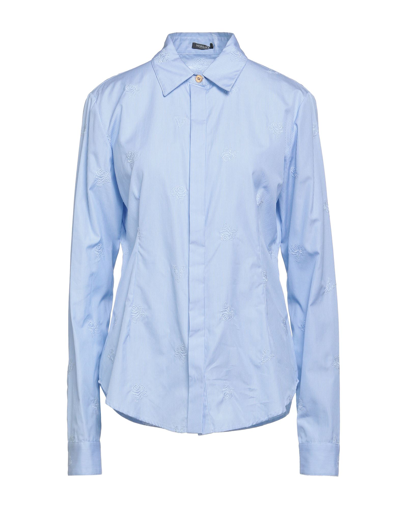 Shop Versace Woman Shirt Sky Blue Size 8 Cotton