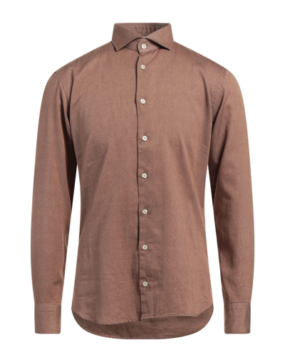 Shop Bastoncino Man Shirt Brown Size 17 ½ Cotton