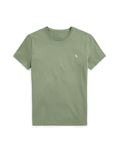Shop Polo Ralph Lauren Custom Slim Fit Jersey Crewneck T-shirt Man T-shirt Military Green Size S Cotton