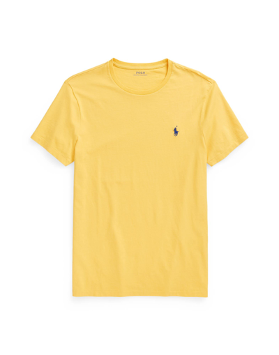 Shop Polo Ralph Lauren Custom Slim Fit Jersey Crewneck T-shirt Man T-shirt Apricot Size S Cotton In Orange