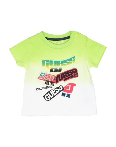 Shop Guess Newborn Boy T-shirt Acid Green Size 0 Cotton