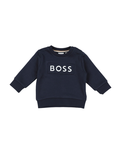 Shop Hugo Boss Boss Newborn Boy Sweatshirt Midnight Blue Size 3 Cotton, Polyester