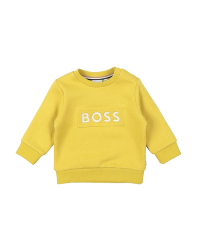 Shop Hugo Boss Boss Newborn Boy Sweatshirt Ocher Size 3 Cotton, Polyester In Yellow
