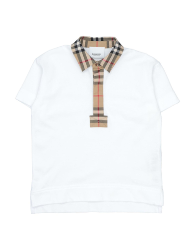 Shop Burberry Toddler Boy Polo Shirt White Size 6 Cotton, Elastane