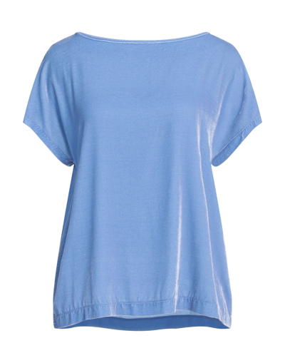 Shop Rossopuro Woman Top Azure Size S Viscose, Silk, Elastane In Blue