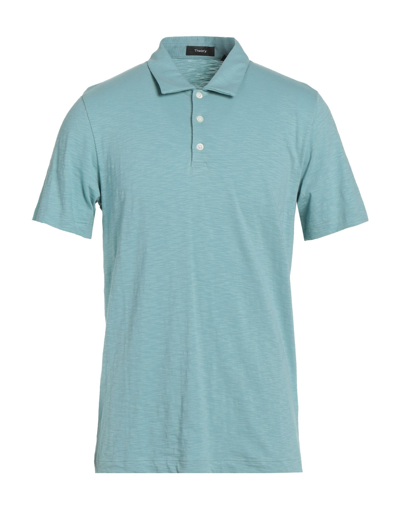 Shop Theory Man Polo Shirt Azure Size Xs Cotton In Blue