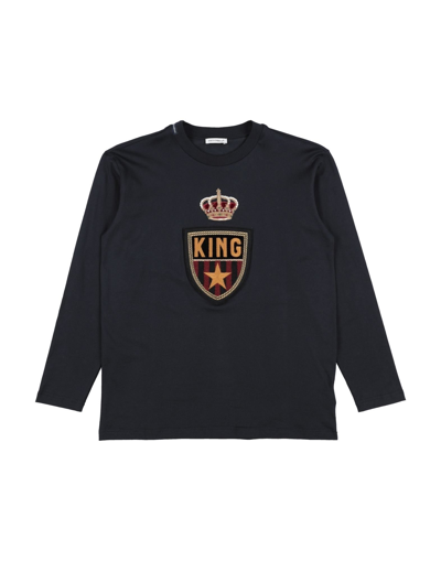 Shop Dolce & Gabbana Toddler Boy T-shirt Midnight Blue Size 5 Cotton, Polyester, Wool, Acrylic, Metallize