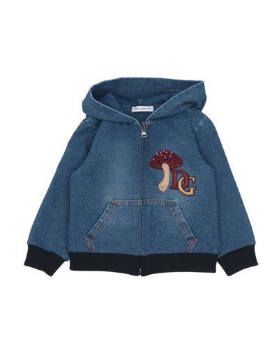 Shop Dolce & Gabbana Newborn Girl Sweatshirt Blue Size 3 Cotton, Elastane, Viscose, Polyester