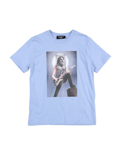 Shop Neil Barrett Toddler Boy T-shirt Sky Blue Size 6 Cotton